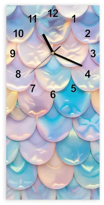 Produktbild von Wanduhr aus Glas mit Motiv Schuppen Mix Pastell- 30 x 60 cm - inkl. Aufhängesystem
