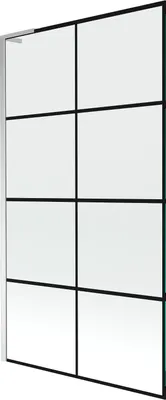 Obrázek produktu pro Mexen Next L vana paraván, 1-křídlový 100 x 150 cm, černá mřížka, chrom - 895-100-000-03-77-01