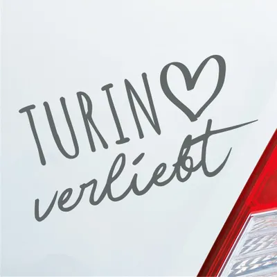 Produktbild von Auto Aufkleber Turin verliebt Herz Stadt Heimat Liebe Car 19x10 cm Grau Sticker Heckscheibenaufkleber