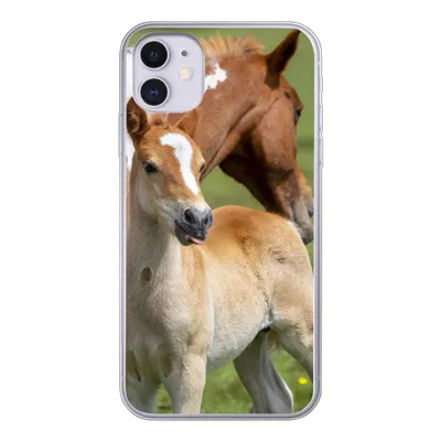 Produktbild von MuchoWow® Handyhülle Schutzhülle Hülle für iPhone 11 Pferde - Fohlen - Gras Silikon Softcase Handy Hülle - Handytasche