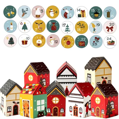 Imagen del producto de Calendario de adviento para rellenar - 24 cajas de calendario de adviento - Bonita bolsa de regalo - Motivos navideños
