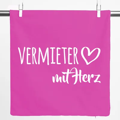 Produktbild von Huuraa Kissenbezug Vermieter mit Herz 40x40cm Fuchsia Baumwolle Dekokissenbezug Geschenkidee