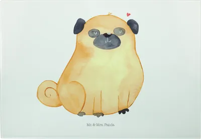 Produktbild von Mr. & Mrs. Panda Schneidebrett Mops - Weiß - Geschenk, Knuffig, Frühstücksbrett, Glas Schneideplatte, Design, Hund, Liebe, Hundeliebe, Sprüche, Brotzeitplatte