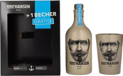 Image de Knut Hansen Dry Gin 42% Vol. 0,5l en boîte cadeau avec Keramiktasse
