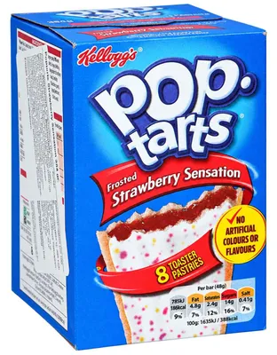 Productafbeelding van Kellogg's Frosted Pop Tarts Aardbei, 8 stuks x 48g, gebak, verpakking van 384g