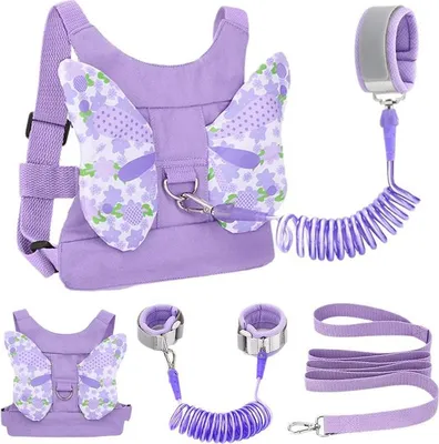 Immagine prodotto di Zimilo Polsino di sicurezza per bambini Anti-perdita regolabile in cotone traspirante 1-6 anni, farfalla viola