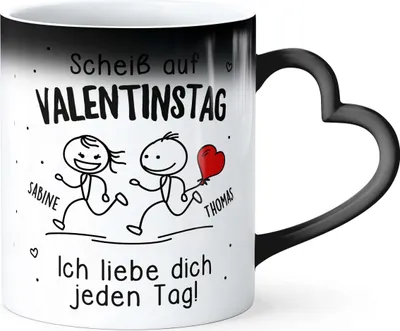 Produktbild von Kaffee-Tasse Zaubertasse Geschenk Liebe Mit Namen Herzhenkel Fototasse MoonWorks®