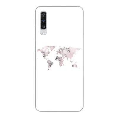 Produktbild von MuchoWow® Handyhülle Schutzhülle Hülle für Samsung Galaxy A70 Weltkarte - Marmor - Grau Silikon Softcase Handy Hülle - Schutzhaube
