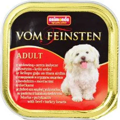 Obrázek produktu pro Animonda Vom Feinsten Classic Adult Hovězí maso a krůtí srdce 150 g – mokré krmivo pro psy