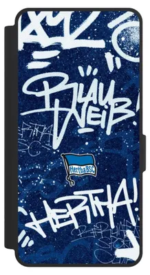 Produktbild von NIVOCASE Klapphülle für Samsung Galaxy S26 Ultra Handyhülle aus Kunst Leder NIVOflip schwarz Graffiti Hertha BSC Offizielles Lizenzprodukt