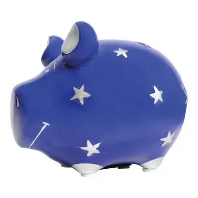 Produktbild von KCG Sparschwein Company Sparschwein Stern Nachbildung aus Keramik, Blau/Silber (B/H/T) 12x9x9cm Kleinschwein