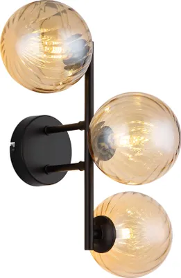 Productafbeelding van Zwarte wandlamp Conor met amber glas