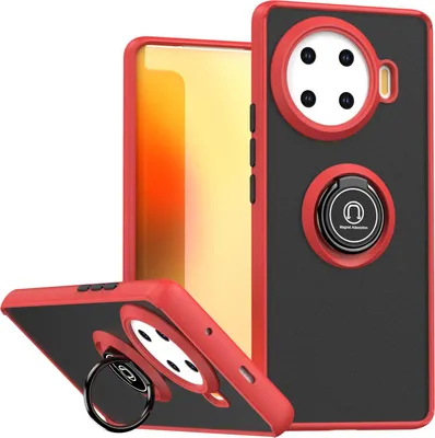 Obrázek produktu pro Pouzdro pro Tecno Spark 20 Pro+ matné průsvitné TPU pouzdro s prstencovým držákem a stojánkem Červený