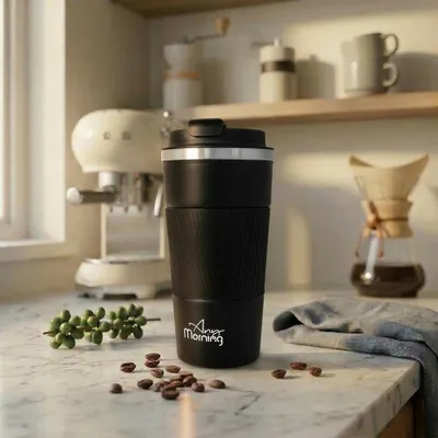 Obrázok produktu pre Termoska Any Morning z nehrdzavejúcej ocele – 500 ml, čierna, izolačná a odolná proti vytekaniu