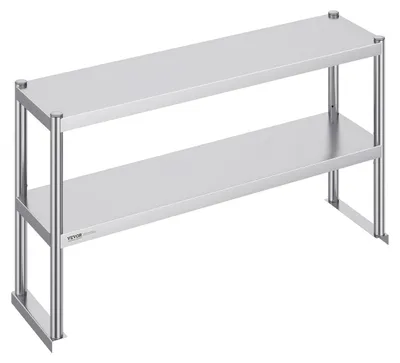 Zdjęcie produktu dla Podwójna półka z blatu ze stali nierdzewnej, 2-poziomowa, 30,5 cm x 122 cm, do stołu przygotowawczego