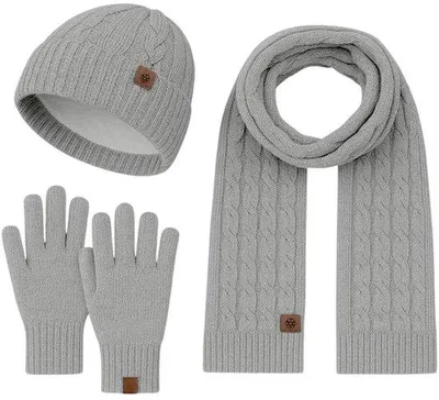Produktbild von Ultiluxe Winterset für Herren und Damen - Mütze, Schal und Handschuhe - Grau - Uni - Winteraccessoire