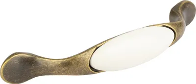 Produktbild von Gipa 96 Vintage-Möbelgriff aus gold-weißem Porzellan + Schrauben