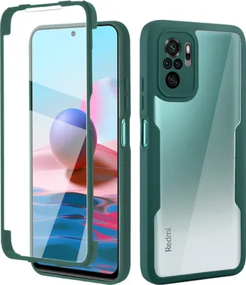 Obrázek produktu pro Redmi Note 10 4G Ochranné pouzdro, vestavěný chránič displeje 360° plná ochrana telefonu pro Xiaomi Redmi Note 10 4G/Note 10S Green
