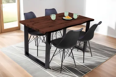 Produktbild von Esstisch Baumkante Holz-Optik Nussbaum 140 x 80 U-Gestell schwarz JOSY