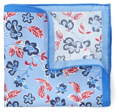 Produktbild von Lancerto M.1004 Einstecktuch Blau Gemustert Seide