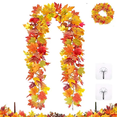 Image de Guirlande d'automne avec des feuilles d'érable, 175 cm, artificielle, pour intérieur et extérieur