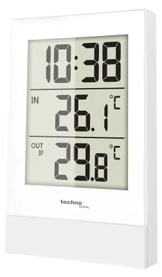 Immagine prodotto di Stazione meteorologica bianca, per il monitoraggio della temperatura interna ed esterna, compatta, ideale per il controllo della temperatura ambiente
