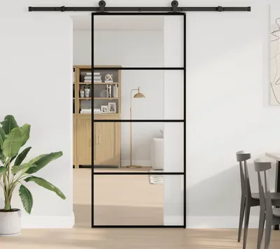 Immagine prodotto di Porta Scorrevole con Ferramenta 90x205cm Vetro ESG Alluminio