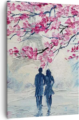 Produktbild von Bild auf Leinwand - Leinwandbild - Einteilig - Paar Paris Baum - 70x100cm - Wand Bild - Wanddeko - Wandbilder - Leinwanddruck - Kunstdruck - Wanddekoration - Leinwand bilder - Wandbild - PA70x100-4211