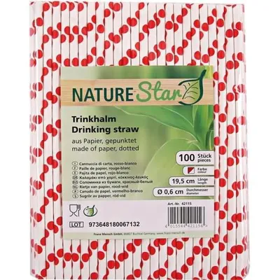 Produktbild von NATURE Star Papier-Trinkhalm 197 mm rot/weiß gepunktet 100 Stück