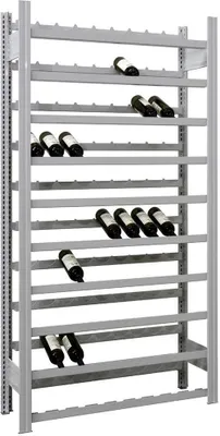 Produktbild von Weinregal FALKE Stecksystem | Grundregal | HxBxT 200x101x30cm | 10 Ebenen | Lichtgrau