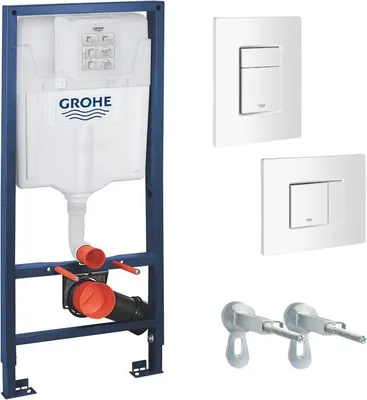 Produktbild von Grohe 3 in 1 Set Rapid SL Vorwandelement für Wand-WC mit Betätigungsplatte Skate Cosmopolitan und Wandwinkeln