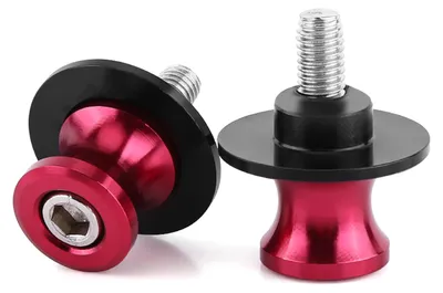 Imagen del producto de Soporte trasero para motocicleta, deslizadores para eje oscilante, fabricados con mecanizado CNC (6 mm, rojo)