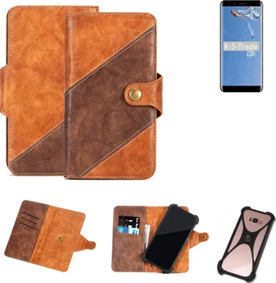 Produktbild von K-S-Trade Handy-Hülle Schutz-Hülle Bookstyle Case Wallet-Case kompatibel mit Doogee X60L Handy Cover Bumper Kantenschutz Smartphone dunkelbraun