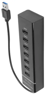 Obrázek produktu pro 7portový rozbočovač USB 3.0 s modrým LED indikátorem, vysokorychlostní 5 Gb/s, BYLP107, napájení 5 V DC