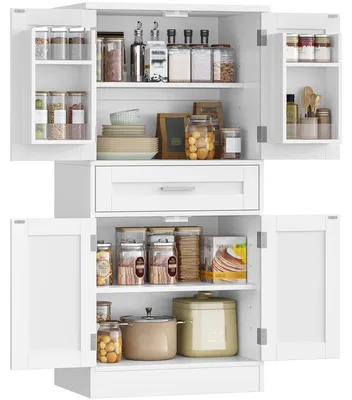 Produktbild von Buffetschrank Küchenschrank Sideboard mit 4 Türen 1 Schublade Weiß 40x60x120 cm PT20003X