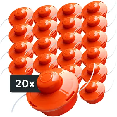 Produktbild von NEMAXX® FS1 Tap & Go Fadenkopf Tippautomatik Doppelfaden 20er-Set – Motorsense/Freischneider – M10x1,25 Linksgewinde, Schnittkreis 380 mm – Orange