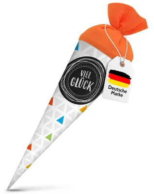 Produktbild von itenga Geschwisterschultüte 35cm Dreiecke VIEL GLÜCK Geschenkverpackung
