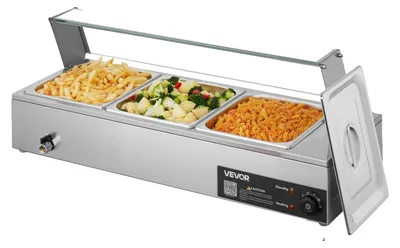 Zdjęcie produktu dla Vevor Podgrzewacz Żywności 3 Pojemniki 1.5Kw Stal Nierdzewna Bufetowy