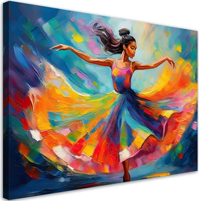 Immagine prodotto di Quadro su tela Ballerina colorata 100x70 Feeby Beige quadro per la parete pronto per essere appeso