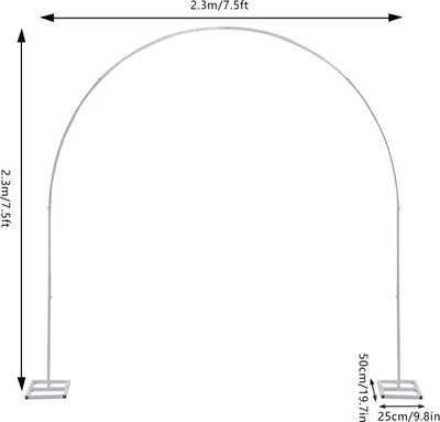 Immagine prodotto di Arco nuziale in metallo - Supporto per arco con palloncini - Ferro - 2,3×2,3 m - Portata 4–5 kg - Base 25×50 cm - Spessore 0,7 mm - Bianco