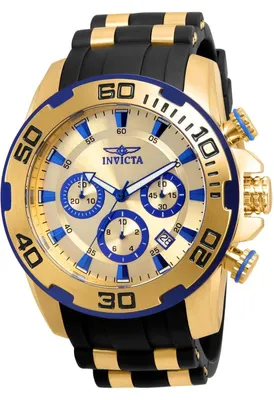 Zdjęcie produktu dla Invicta Pro Diver - SCUBA 22308 Zegarek Męski - Mechanizm Kwarcowy - Stal Nierdzewna z Złotą Tarcza - 50 mm