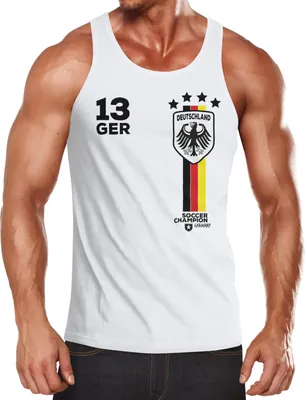 Produktbild von EM WM Tanktop Fanshirt Herren Fußball Deutschland Trikot MoonWorks® weiß S