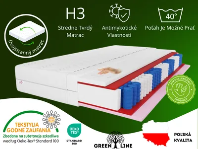 Obrázok produktu pre VISCO - 7 ZÓNOVÝ taštičkový matrac Cailano, 200x200 cm, výška matraca cca 19 cm, stupeň tvrdosti H3, farba: biela, vrátane poťahu