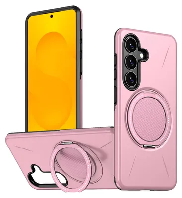 Produktbild von Magnetisch Hülle für Samsung Galaxy S26+, Stoßfeste Weich TPU und Hard PC Schutzhülle mit Ringhalter Ständer Pink