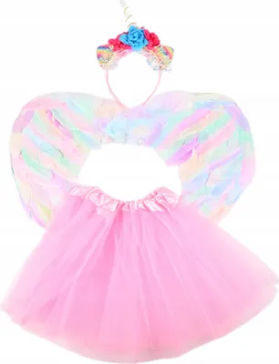 Produktbild von Einhorn Kostüm Mädchen Set - Rock Flügel Haarreif 100-130cm Karneval Fasching Party
