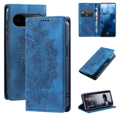 Produktbild von Mandala Handyhülle für Google Pixel 11 / 11 Pro RFID Schutz Klapphülle Case Cover Design Schutzhülle Farbe: Blau