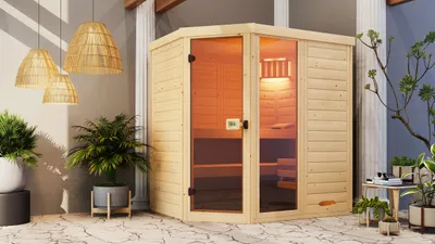 Produktbild von Massivholzsauna LAUKKALA  2  7,5 KW , Saunaleuchte x B x T x H  x 195 x 145 x 200