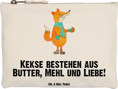 Produktbild von Mr. & Mrs. Panda Federmappe Fuchs Keks Grösse XL Große - Weiß - Geschenk, Winter, Plätzchen, kosmetiktäschchen, Frieren, Schlampermäppchen, toiletry bag, Weihnachten