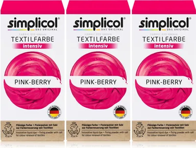 Produktbild von Simplicol Textilfarbe intensiv Pink-Berry Flüssigfarbe, Fixierer (3er Pack)