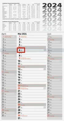 Produktbild von 2024 BRUNNEN Dreimonatskalender Spalten